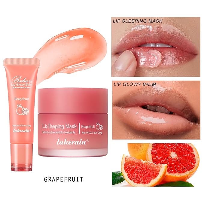 2Pcs Lip Glowy Balm and Lip (Grapefruit)