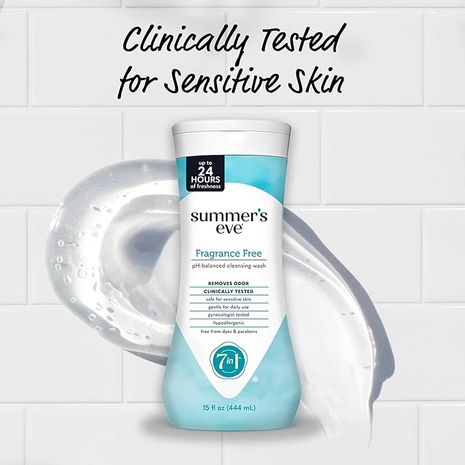 Summer's Eve Fragrance Free Gentle Daily All Over Feminine Body Wash, Removes Odor, Feminine Wash pH Balanced, 15 fl oz, 3 Pack