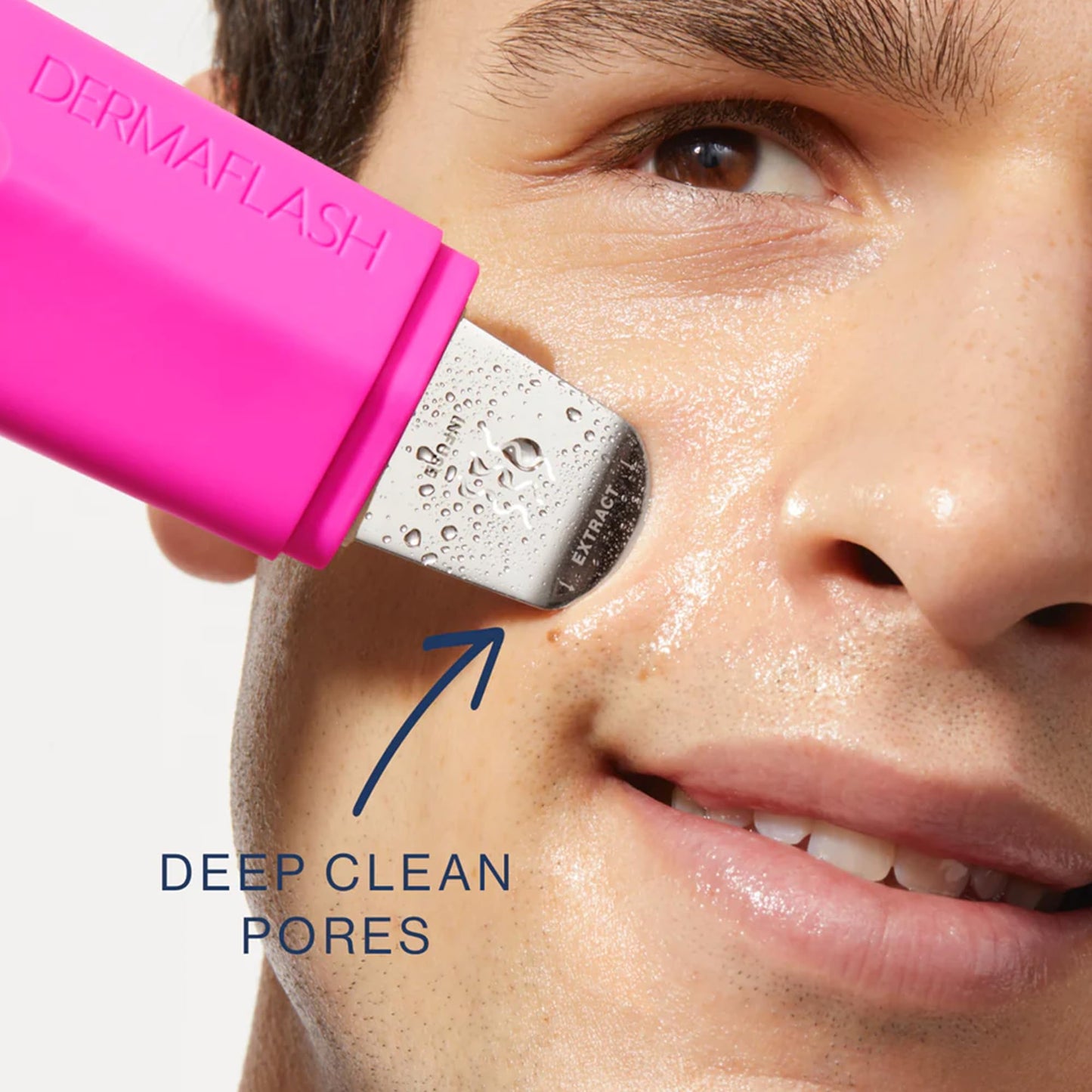 DERMAFLASH DERMAPORE+ Skin Care Device, Ultrasonic 2-in-1 Pore Extractor and Skincare Infuser, Pop Pink