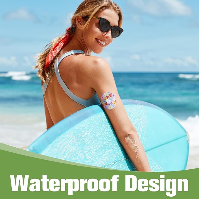 G7 Over Patches 20 Pack Waterproof Adhesive Patch for Dexcom G7 & Stelo CGM Tape Non-Glue Central Full Cover Stelo Overpatch Hypoallergenic & Latex-Free Long Stay for 15 Days, Floral Pattern