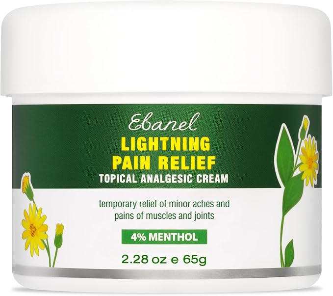 Ebanel Pain Relief Cream for Arthritis, Back, Joint, Foot, Neck, Strains & Sprains with Menthol, Camphor, Arnica, Emu Oil, MSM, Boswellia, Soothing Muscle Pain Relief Cream