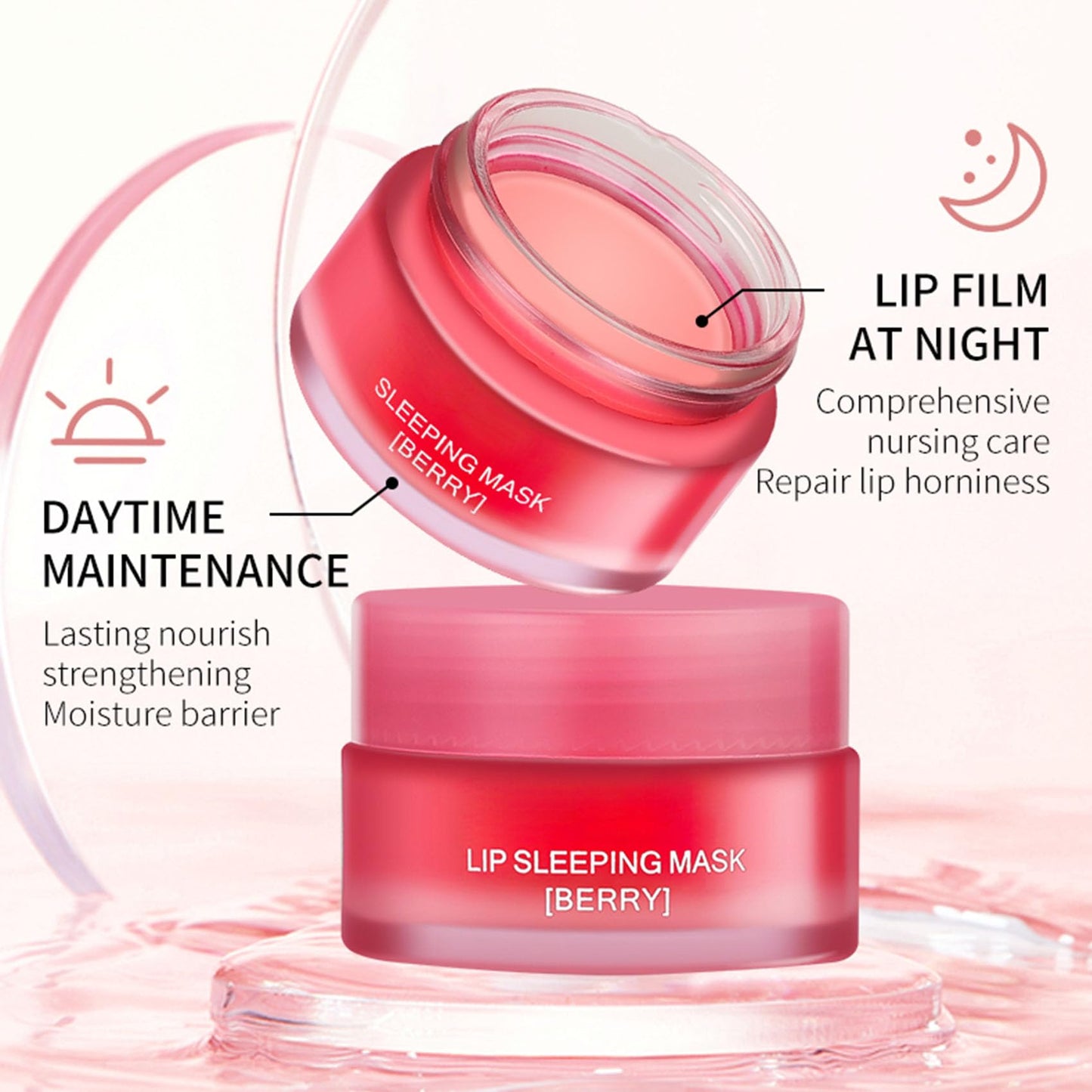LAIKME Lip Sleeping Mask, Overnight Lip Mask for Dry Cracked Lips, Long Lasting Deep Moisturizing Nourish Dry Lips, Gentle Exfoliating, Restore Softness, Smooth Fine Lines, Non-Sticky Formula (Berry)