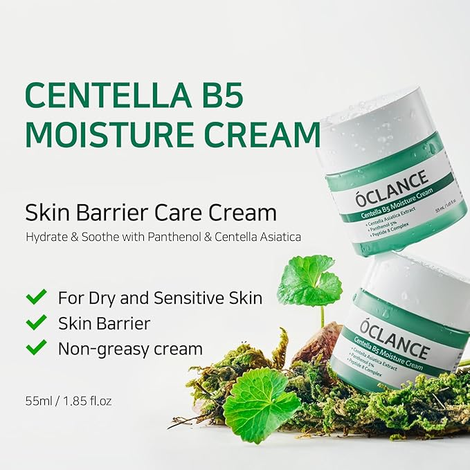 Centella B5 Moisture Cream - Daily Face Moisturizer with Panthenol, Centella & 8-Peptide Complex, Korean skincare for Skin Barrier, Fragrance-Free (1.85 fl. oz. 55ml)