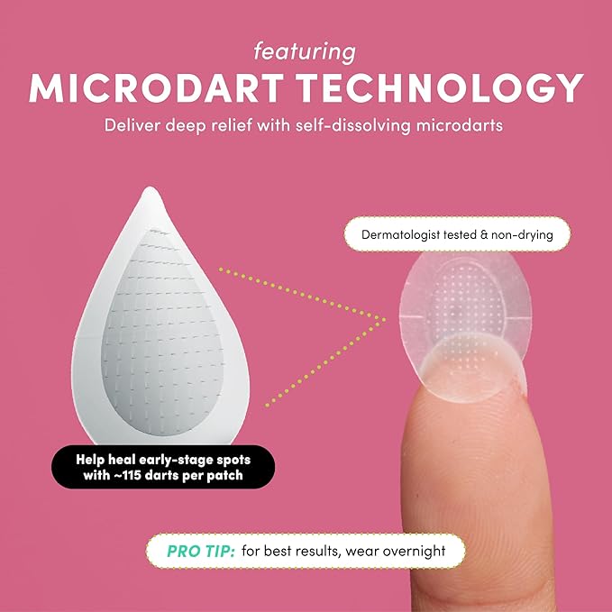 Dots for Spots Pimple Patches with Microdarts - Includes Active Ingredients Niacinamide, Hyaluronic Acid & Salicylic Acid for Maximum Effectiveness - Reduces Redness and Dark Spots (9 count)