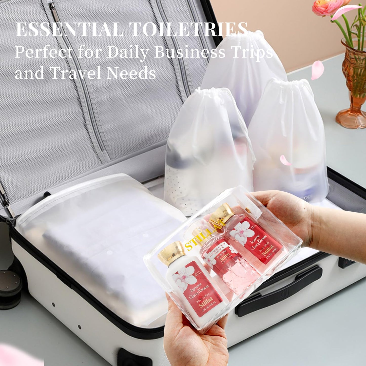 Bath and Body Sets for Her, Japanese Cherry Blossom Scented Spa Daily Care for Women, Including Body Wash, Body Lotion and Fragrance Mist, Idea Gift for Birthday Valentine's Day Christmas New Year