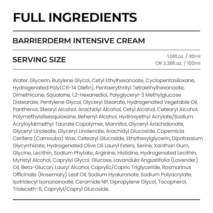[SKIN&LAB] Barrierderm intensive cream, moisturizing,gentle, light texture, face and body (3.38 fl oz.)