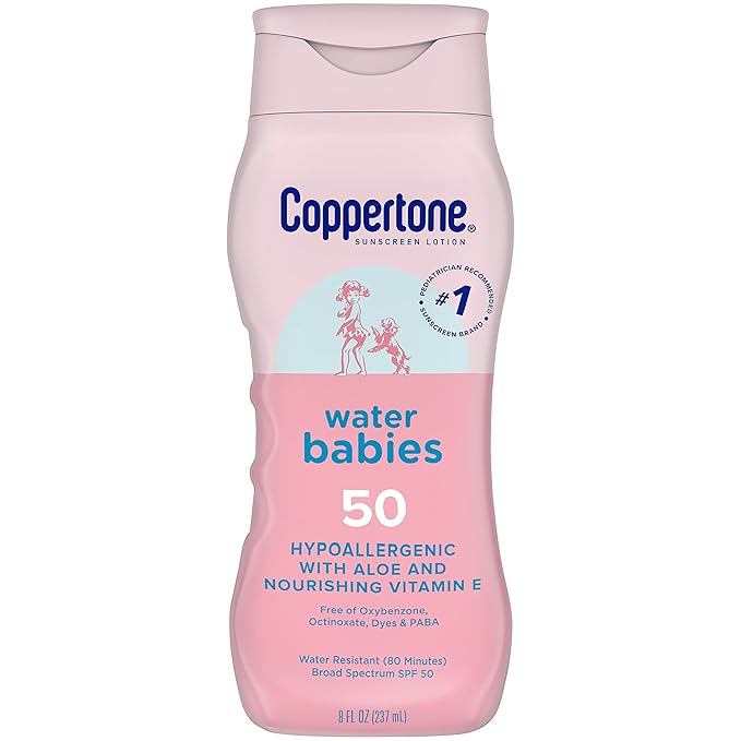 Coppertone WaterBabies SPF 50 Baby Sunscreen Lotion, Water Resistant Sunscreen for Babies, 8 Fl Oz