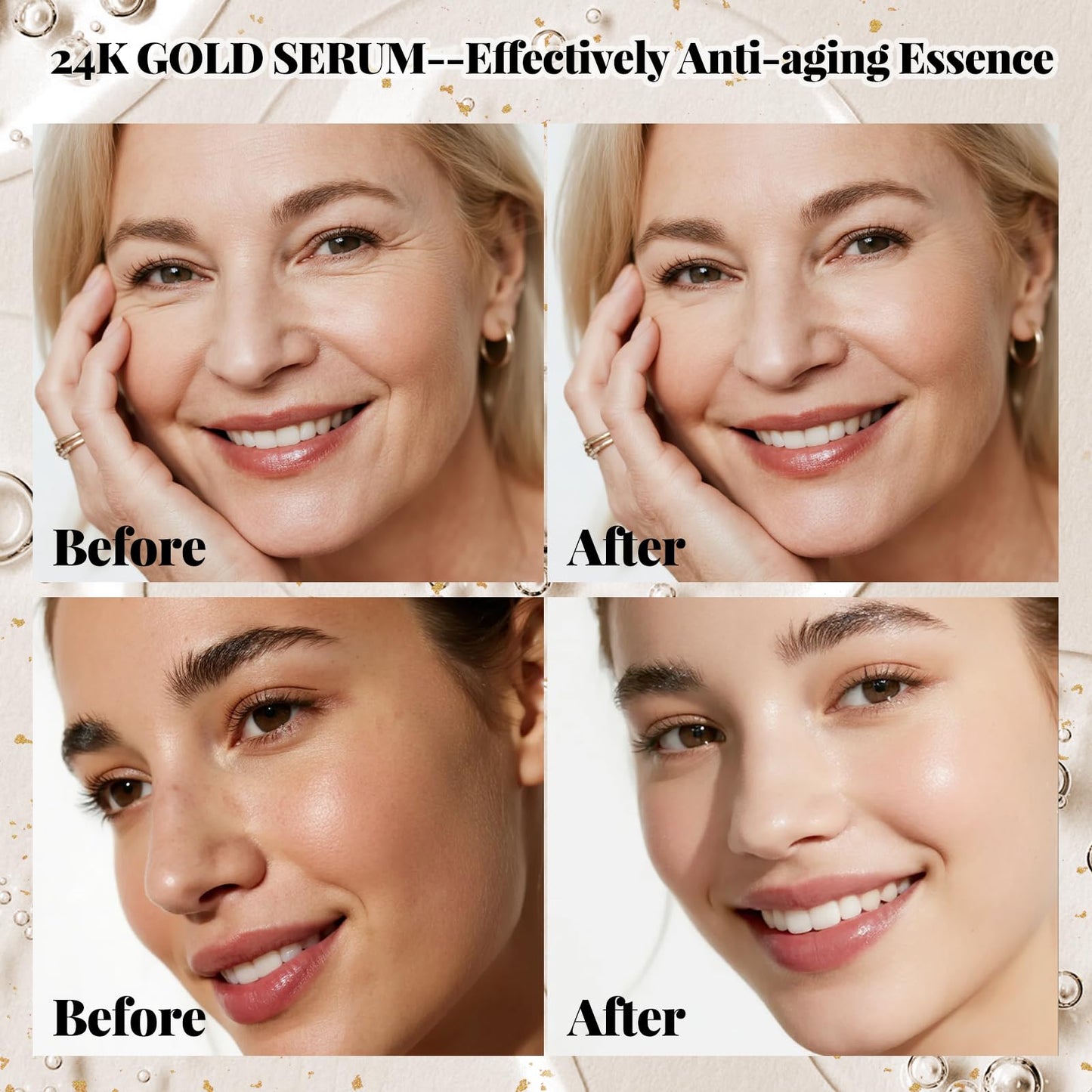 24K Gold Serum for Face-Anti Aging Serum,Brightening & Ultra Hydrating Korean Skincare-Reduces Wrinkles, Repairs Skin Barrier for Youthful Glow-55ml