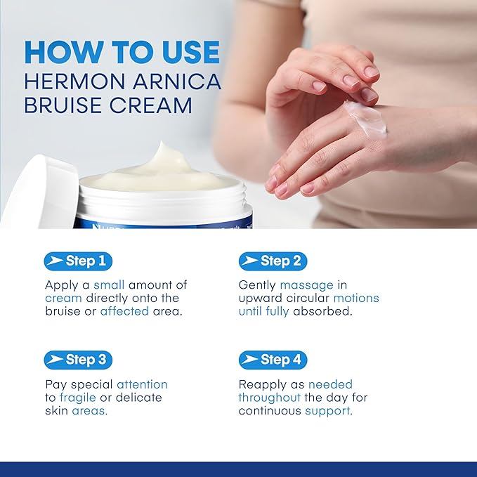 Hermon Arnica Bruise Cream Extra Strength: Fast-Acting for Bruising & Swelling on Thin Skin - High Strength Arnica Montana with Vitamins K, C & E–Hydrating Moisturizer for Face (4 oz(pack of 2))