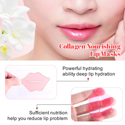 CACASO 50 Pcs Lip Mask Sheet - Crystal Lip Masks, Moisturizing Rose Pink Lip Masks, Anti-Chapped, Anti-Wrinkle
