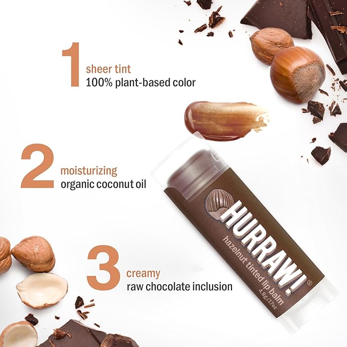 Hurraw! Hazelnut Tinted Lip Balm, 2 Palm