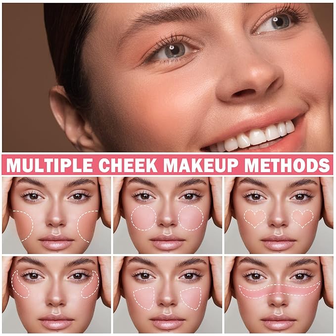 Cream Blush Stick with Brush,Waterproof Blush Makeup,Long Lasting Coral Orange