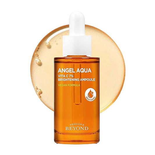 BEYOND Angel Aqua Vita C 7% Ampoule (1.01fl oz) - Vegan Vitamin C Serum for blemish Reduction, Even Skin Tone & Sensitive Skin Care. with 7% Pure Vitamin C, Panthenol,