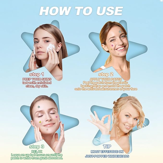 Star Pimple Patches for Face (120 Counts) Festival Beauty Party, Hydrocolloid Cute Acne Patches Cover Zits Blemishes, Zit Patches Spot Stickers Acid, Zit Patches Pads for Skin Care