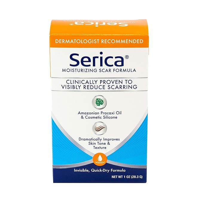 Serica Scar Gel Advanced Silicone Formula, Visibly Reduces the Appearance of Scars from Surgery, Acne, Injuries - Clinically Proven Results, 1oz