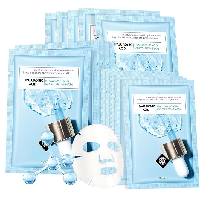 Face Sheet Mask Skincare for Women, Hyaluronic Acid Face Masks Sheets Skincare, Hydrating Sheets Facial Mask Moisturizing Face Mask for Women Skin Care, Facial Sheet Masks15 Packs