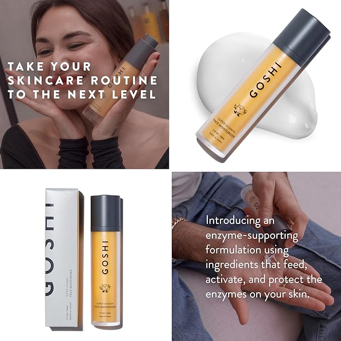 GOSHI Super Vitamin Face Moisturizer for All Skin Types 1.75 oz - Nourishing Face Cream Infused with Sesame Oil, Vitamin E and More Plant Extracts - Made in Japan