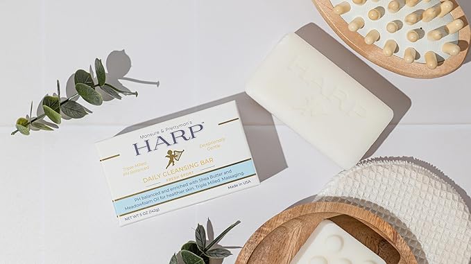 HARP pH-Balanced (5.0-6.0) Body Wash Bar - Exceptionally Gentle For Dry or Sensitive Skin + Shea Butter + Borage Oil | Non-Comedogenic | Soap-Free, Lye-Free. FRESH SPORT FRAGRANCE