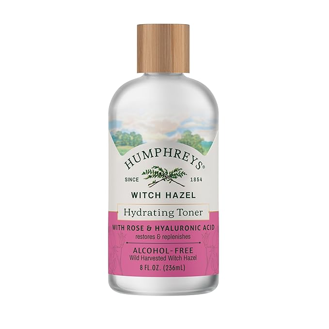 Humphreys Witch Hazel Hydrating Toner | Wild Harvested Witch Hazel & Rose | Natural, Alcohol-Free Formula | Balancing & Hydrating | Clears Pores | 8 Fl Oz