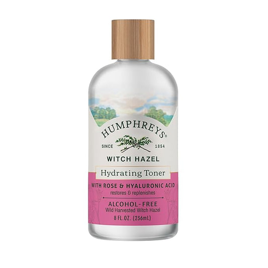 Humphreys Witch Hazel Hydrating Toner | Wild Harvested Witch Hazel & Rose | Natural, Alcohol-Free Formula | Balancing & Hydrating | Clears Pores | 8 Fl Oz