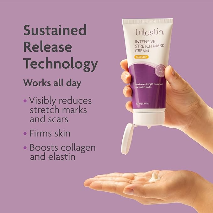 TriLASTIN Stretch Mark Cream for Pregnancy - 5.5 Oz Tube - Vitamin-Infused Cocoa Butter Formula - Intensive Scar Treatment - Hypoallergenic & Paraben-Free