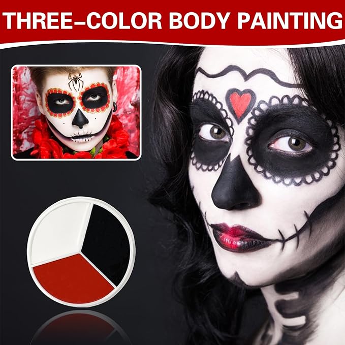 3 Colors Black White Red Face Body Paint