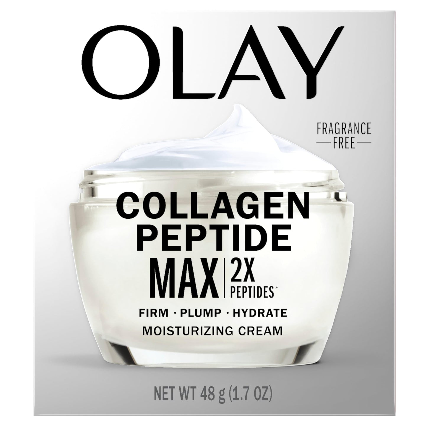Olay Collagen Peptide Face Moisturizer, Firming Cream for Women, Fragrance-Free, Non-Greasy - Hydrating, Anti-Aging, Anti-Wrinkle, Smoothing of Fine Lines, Tightening Skin Care - Niacinamide, 1.7 Oz