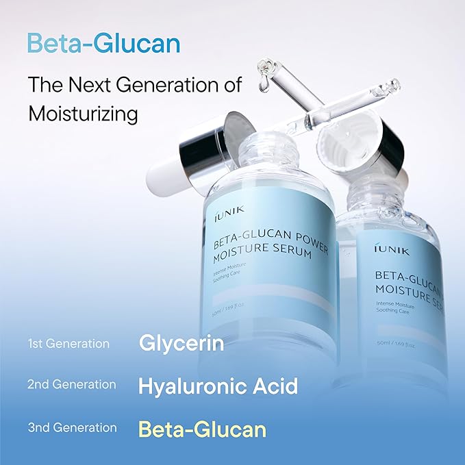 IUNIK Beta-Glucan Power Deep Moisture Vegan Serum Intense Hydration Mushroom Yeast Extracts Naturally-derived - Dry Mature Sagging Sensitive Skin Cell Regenerating Lifting Korean Skincare