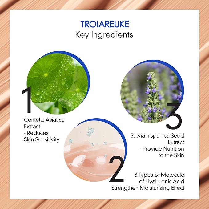 TROIAREUKE Aesthetic BB Cream H+ Formula SPF50+ PA+++, Lightweight Blemish Balm, Tinted Moisturizer with Medium Coverage, Lasting Foundation Makeup Base for Oily Skin | Korean Beauty Makeup