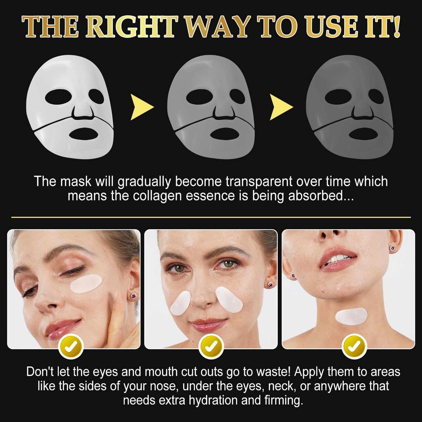 Snail Mucin Mask - Collagen Face Mask, Hydrating Mask Sheet with Hyaluronic Acid, Anti Wrinkle Anti Aging Deep Moisturizing Natural Snail Mucin Serum Daily Treatment for Dry, Sensitive Skin (6 PCS)