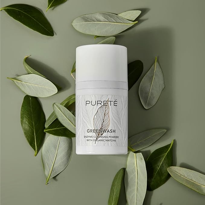 Pureté Greenwash – Gentle Enzyme Powder Face Wash with Matcha & Papain | Daily Exfoliating Cleanser for Sensitive Skin | Clean Beauty Inspired by Japanese Skincare