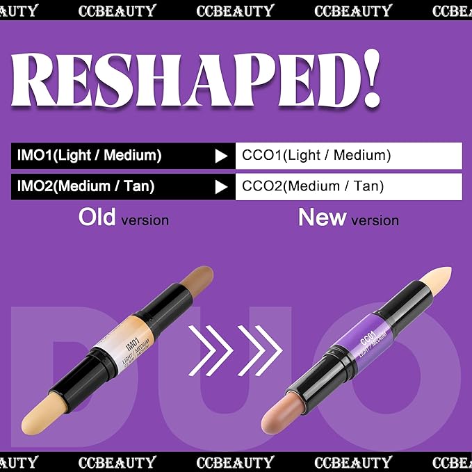 CCbeauty 2-IN-1 Matte Contour Stick Makeup,Cream Dual Highlighter & Waterproof
