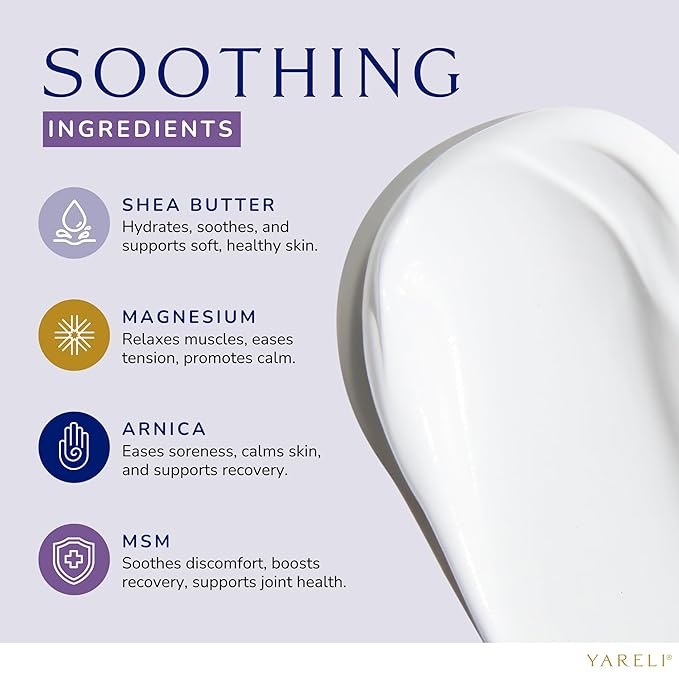 Magnesium Cream for Pain & Sleep Support - Topical Lotion with Arnica, MSM for Leg Cramps, Muscle Tension, Evening Leg Relaxation - Safe for Adults (4 Fl Oz (Pack of 1), Lavender)