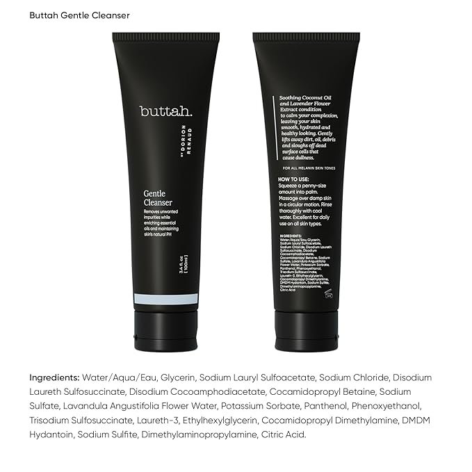 Buttah Skin by Dorion Renaud Facial Cleanser 3.4oz - Clarifying Face Wash - Oil & Dirt Extracting Wash - Daily Cleansing - Naturally Based - Face Wash for Melanin Rich Skin - Black