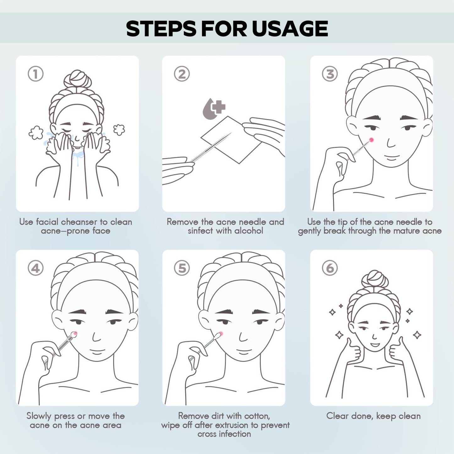 FEITA Blackhead Remover Pimple Popper Tool Kit, Comedone Pimple Extractor Acne Tools for Face Nose, Stainless Acne Needle Zit Popping Removal Facials Tool, Silver 4Pcs