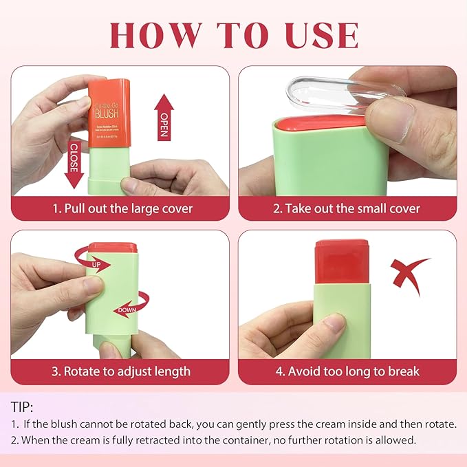 Blush Stick for Cheeks - Cream Makeup Blush