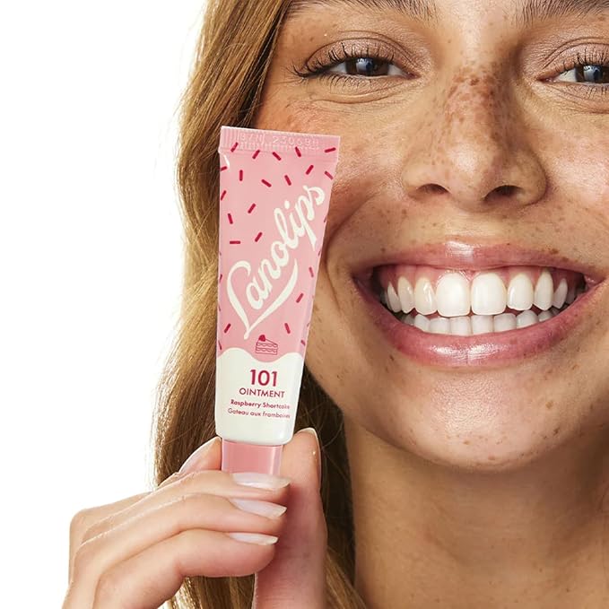 Lanolips 101 Ointment - Lanolin Lip Balm for Smooth, Hydrated & Healthy Lips - Multipurpose Lip Ointment with Lanolin Oil for Dry Lips, Cuticles & More - Raspberry Shortcake (0.52 oz)