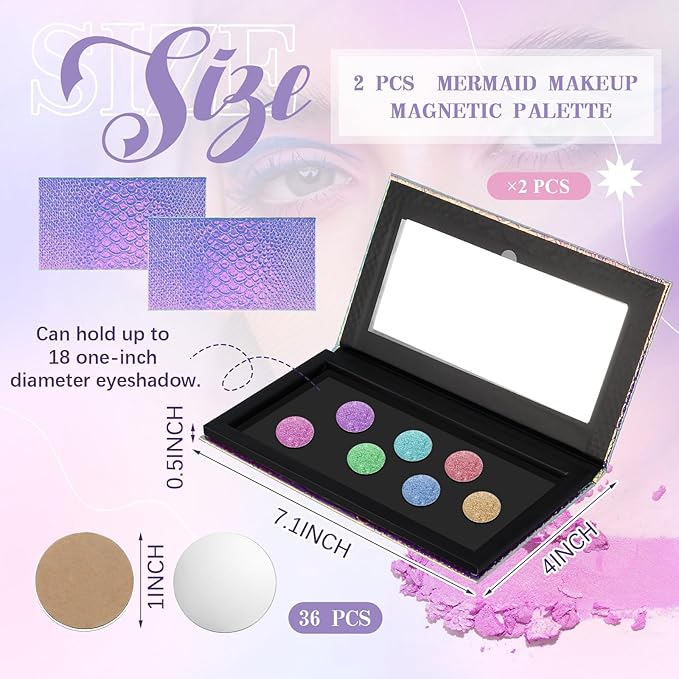 2 Pieces Magnetic Palette Mermaid Empty Palette