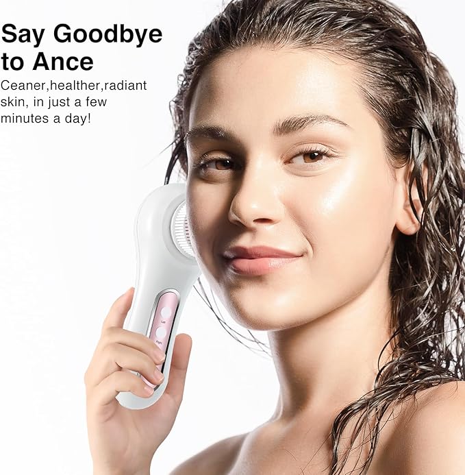 Face Scrubber Exfoliator,Facial Cleansing Brush Rechargeable IPX7 Waterproof with 5 Brush Heads,Electric Face Spin Brush for Exfoliating, Massaging and Deep Cleansing