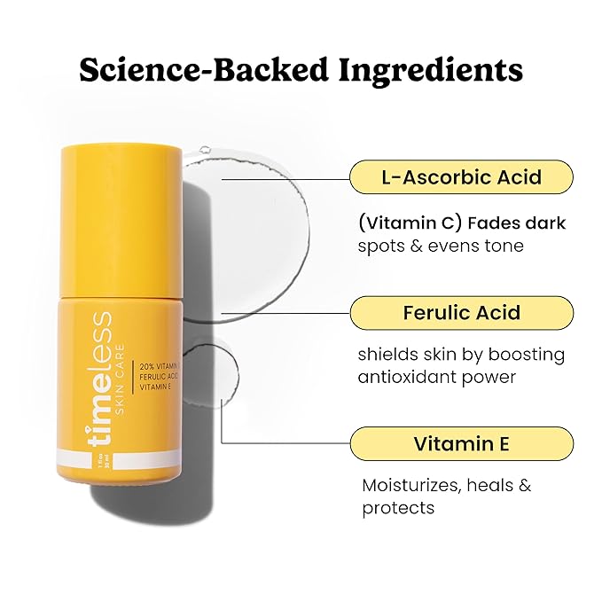 Timeless Skin Care Vitamin C Serum with Vitamin E & Ferulic Acid - Serum - for Oily & Dry Skin - Fragrance-Free - 1 Fl oz (Pack of 2)