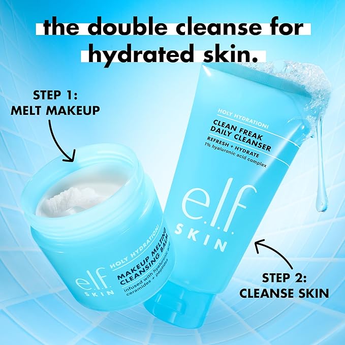 e.l.f. SKIN Holy Hydration! Clean Freak Daily Cleanser, Gentle Hydrating Gel Face Cleanser, Made With Hyaluronic Acid, Vegan & Cruelty-Free, 5.5 fl oz