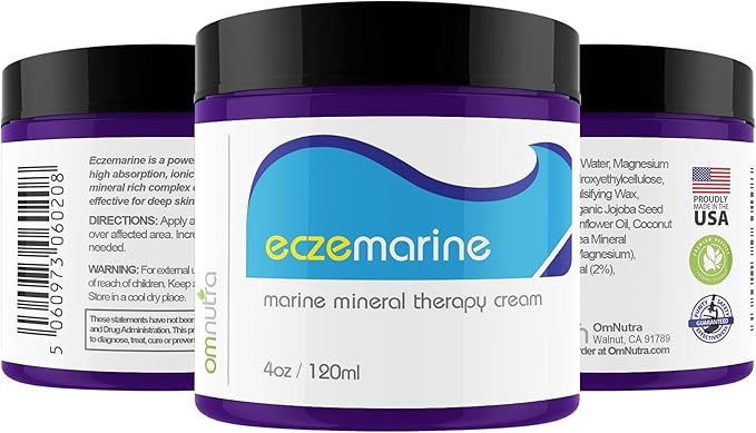 Ocean Eczema Cream for Kids - 4OZ Eczemarine Magnesium Lotion for Kids Eczema Topical Magnesium Cream for Sleep with Inland Sea Minerals Organic Colloidal Oatmeal