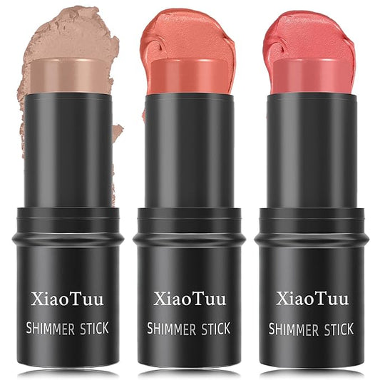 3 Pcs Cream Blush Stick Set,Face Shadow Shading & Eyes(04#,05#,06#)