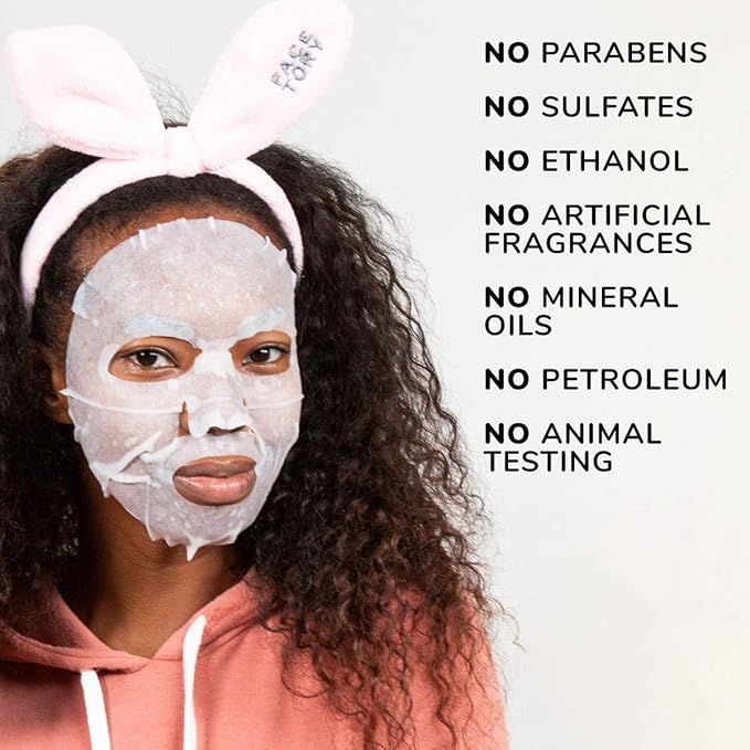 FACETORY K Beauty Face Mask Skin Care - Everyday CHARCOAL Detoxifying Sheet Mask | Plant-Based Charcoal Face Mask (5 Pack)