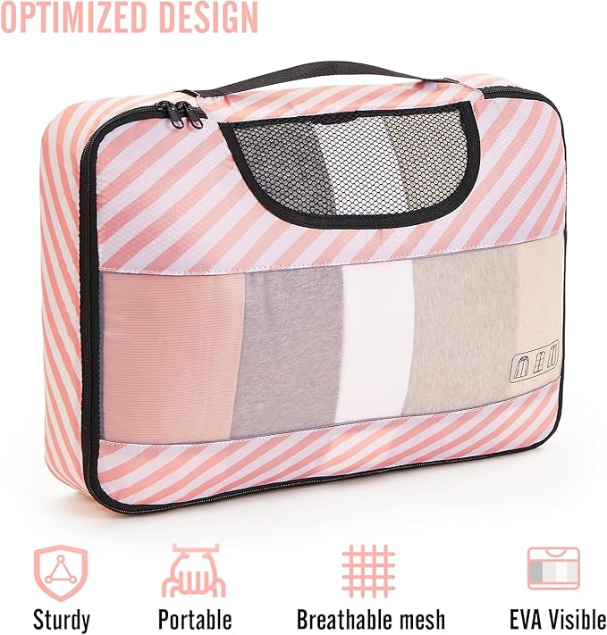 Veken 8 Set Packing Cubes for Travel Essentials, Suitcase Organizer Bags in 4 Sizes, Carry-On Luggage Accessories with Large Laundry & Hanging Toiletry Bag, Must-Have for Airplane, Road Trip & Camping