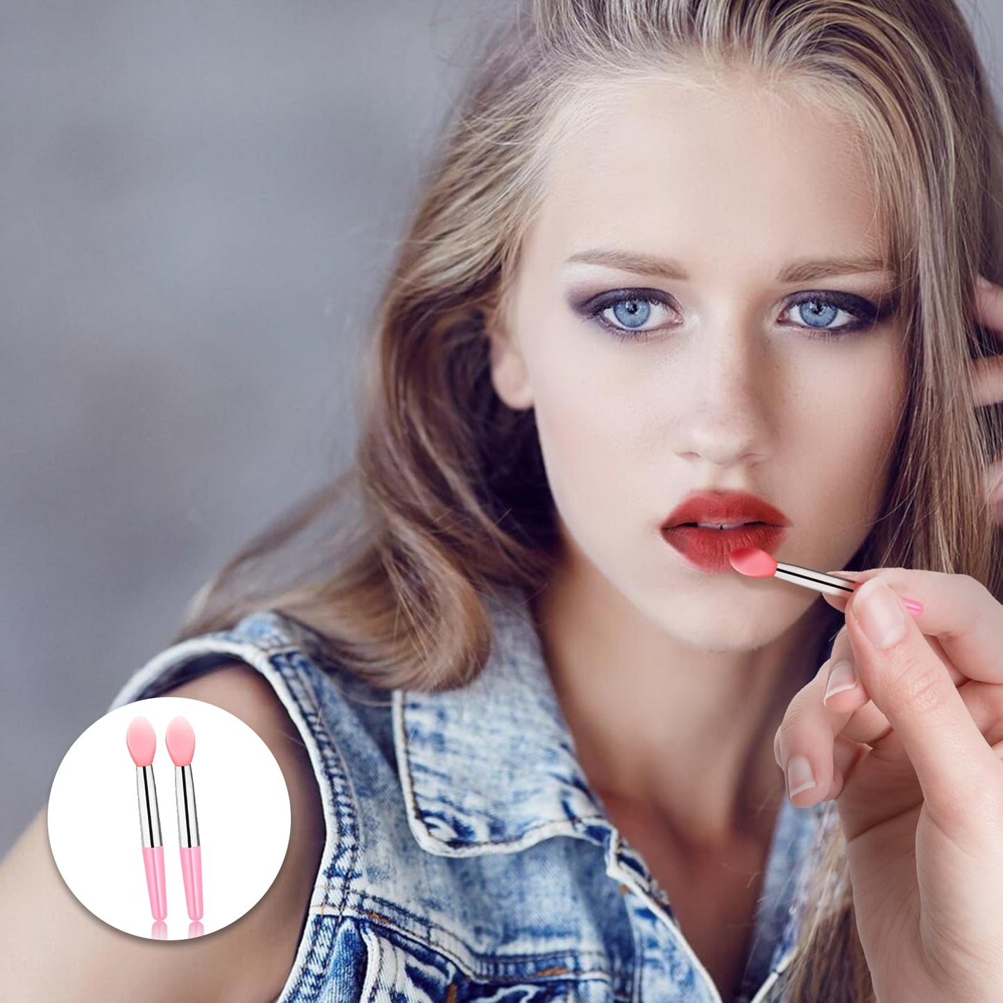 12Pcs Silicone Lip Brush Reusable Lipstick Applicator Wands Brushes Makeup Beauty Lip Mask Applicator for Eyebrow Lipstick Gloss Balm and Other Cream Makeup Products(Pink)