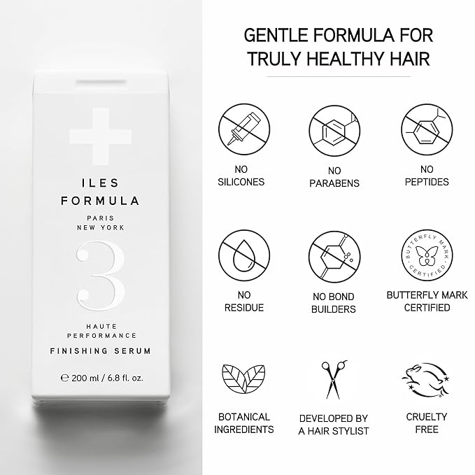 ILES FORMULA Styling Cream & Finishing Serum with Heat Protection, Weightless (Non-Greasy) Hair Repair Treatment for Damaged Hair, Anti-Frizz Blow Dry Product with Silk Extract & Macroloba Seed