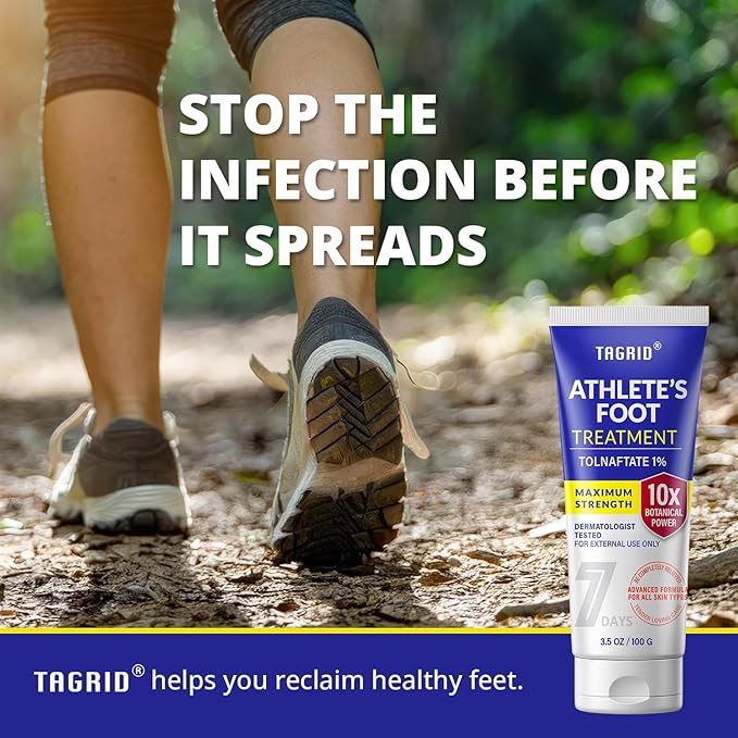 TAGRID Athletes Foot Treatment (3.5 OZ): Maximum Strength Antifungal Cream for Athletes Foot Fungus Jock Itch Ringworm Treatment for Humans - Anti Fungal Itch Cream for Itchy Skin Relief