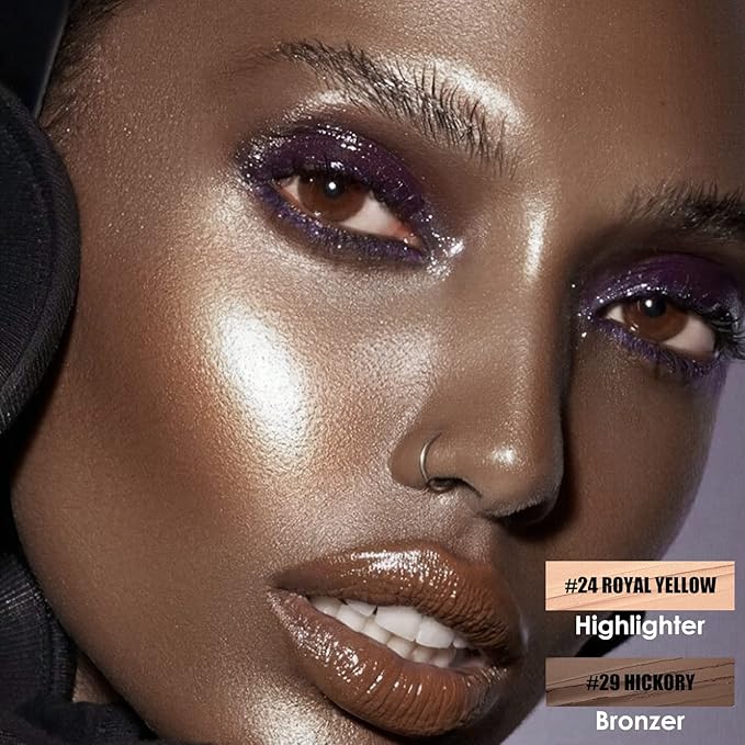 FOCALLURE 2 Pcs Mineral Cream Contour Stick,Moisturize Highlighter Illuminator Makeup,Deep