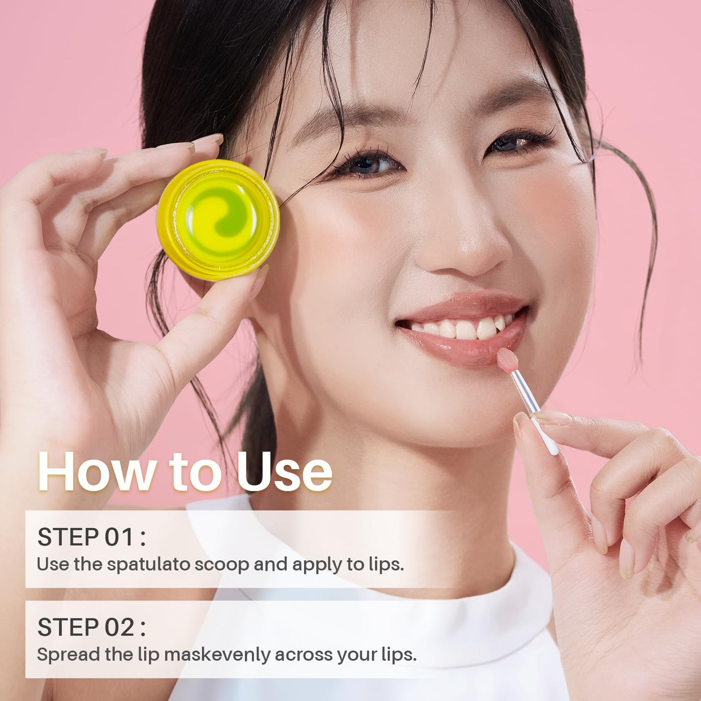 SPODARE Lip Mask, Overnight Lip Sleeping Mask, Lip Moisturizer for Dry Cracked Lips Care, Dual-Color Korean Lips Balm with Vitamin C and Shea Butter for Nourishing and Softening Lips - Lemon Mint